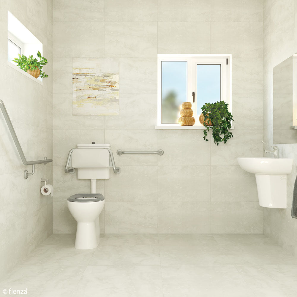 Fienza CARE2LG Accessible Toilet Care Kit 2 with Left Hand 40° Degrees Rail, Grey Seat