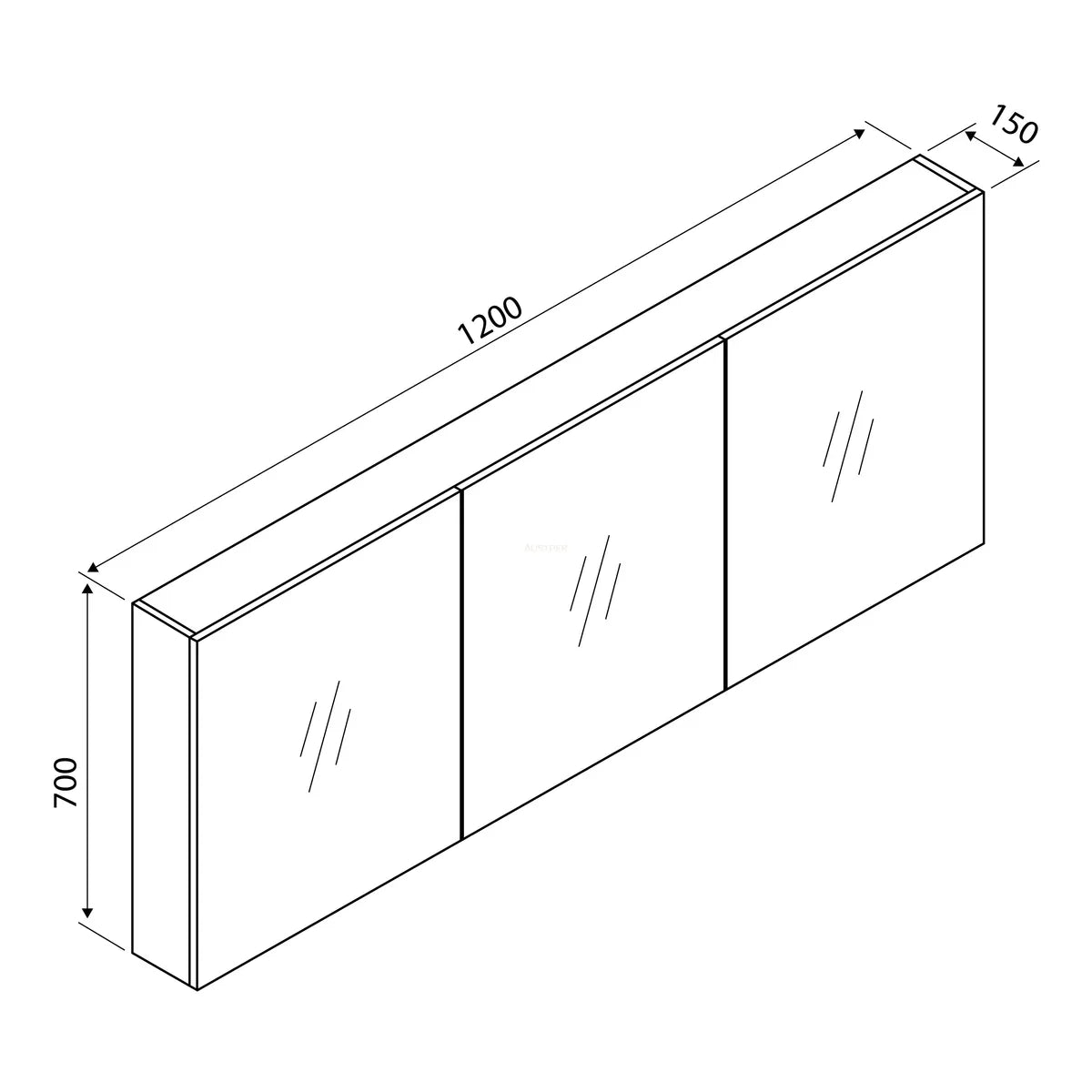 Aulic Bella Shaving Cabinet Without Side Boards 1200mm CASCXX-1200 1200 Mirrors & Cabinets
