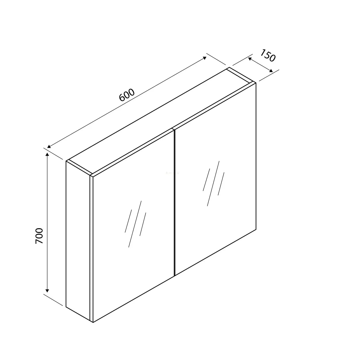 Aulic Bella Shaving Cabinet without Side Boards 600mm CASCXX-600 600 Mirrors & Cabinets