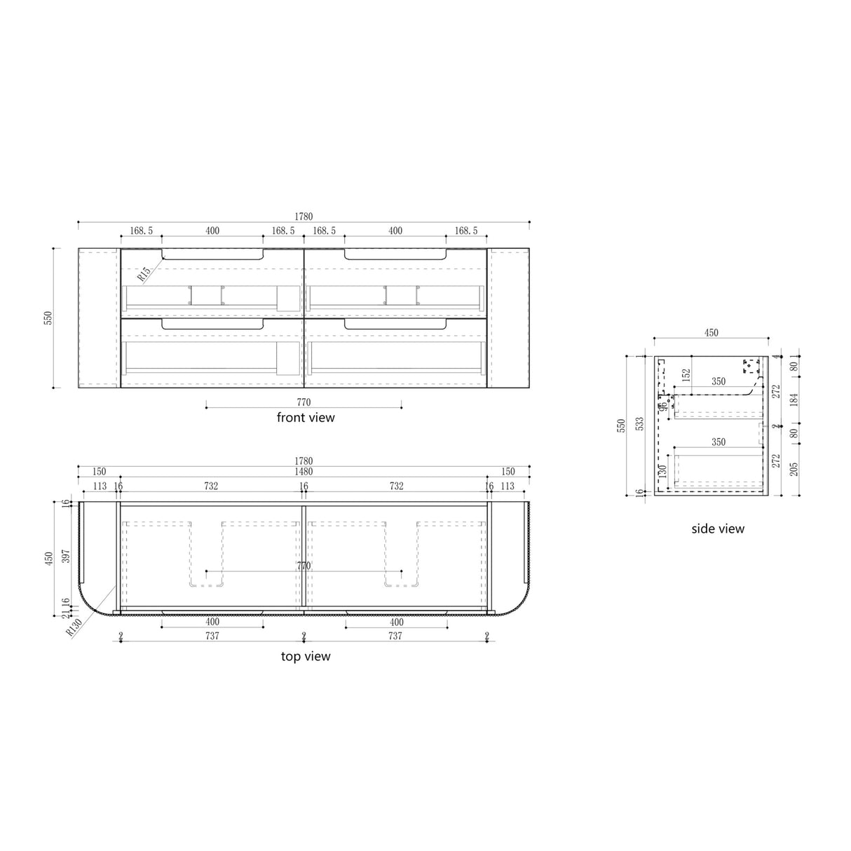 Aulic 1800mm Varcelli Tier Wall Hung Vanity CAWH54-1800-ST Vanity Units