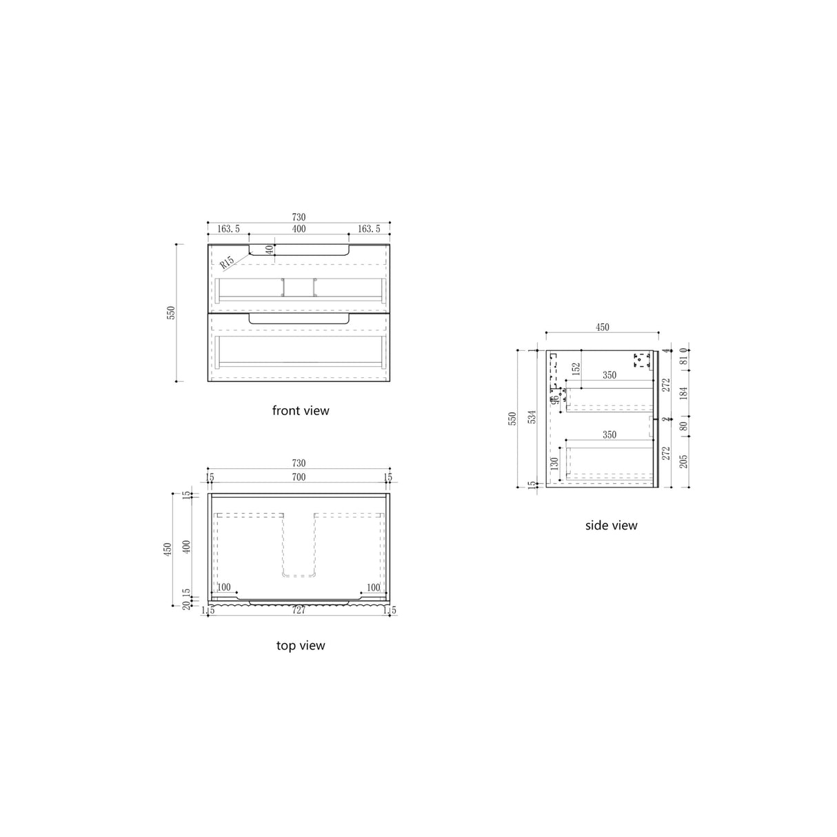 Aulic 750mm Lovina Tier Wall Hung Vanity CAWH55-750 Vanity Units