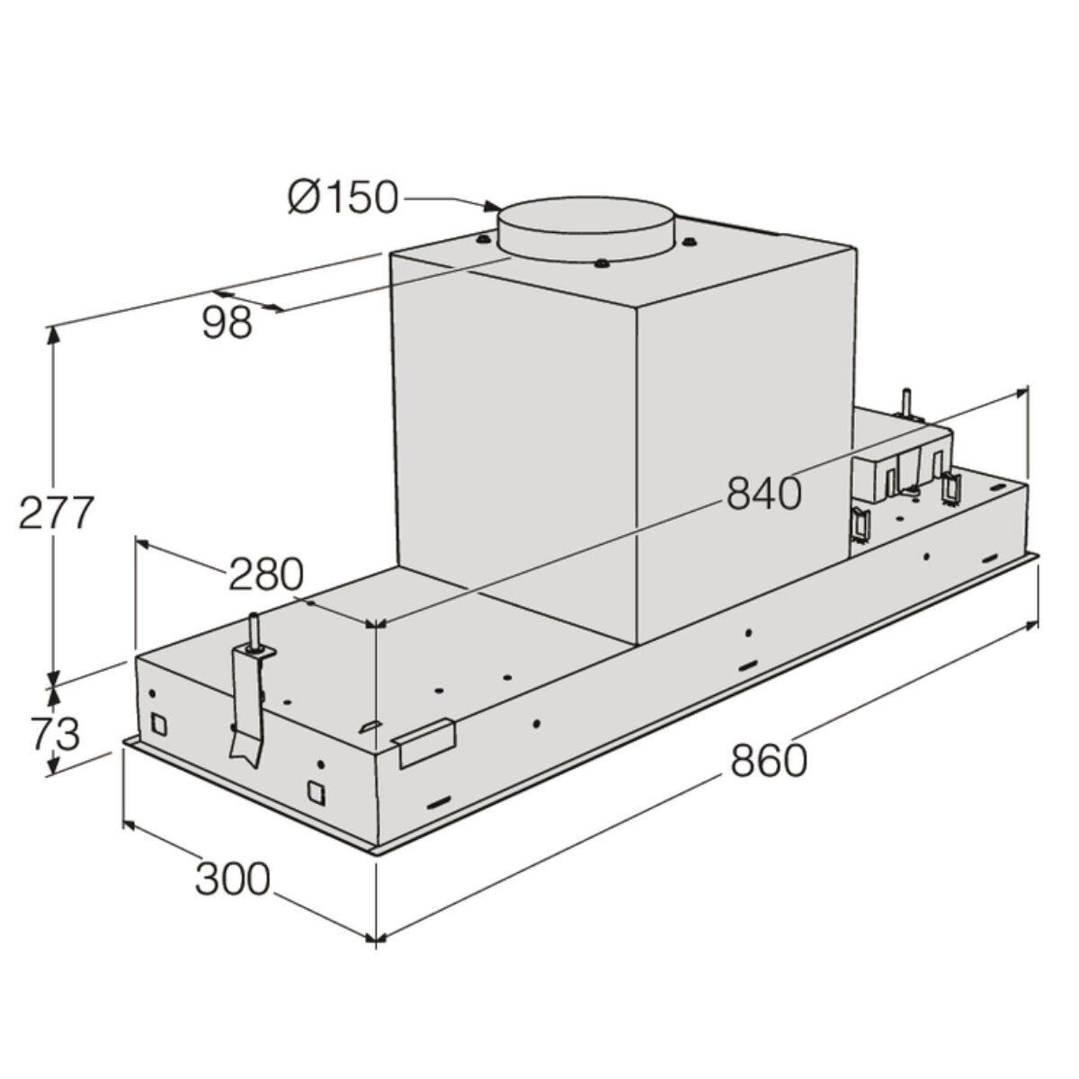 ASKO 86cm Undermount Rangehood CBB861SC - Factory Seconds