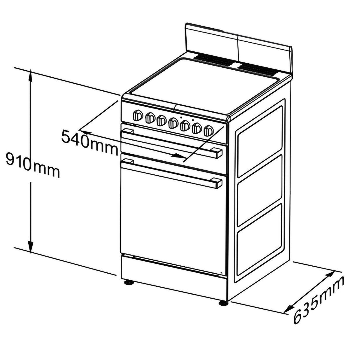 Chef CFE533WB 54cm Freestanding Conventional Electric Oven/Stove - Factory Seconds