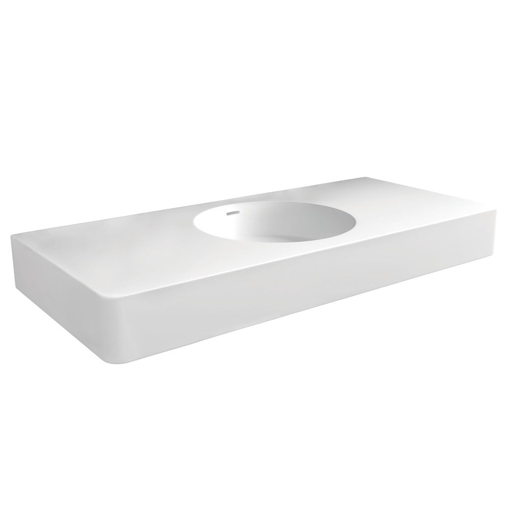 Fienza CSB11-100-0 Encanto 1000 Cast Stone Wall Basin, No Tap Hole