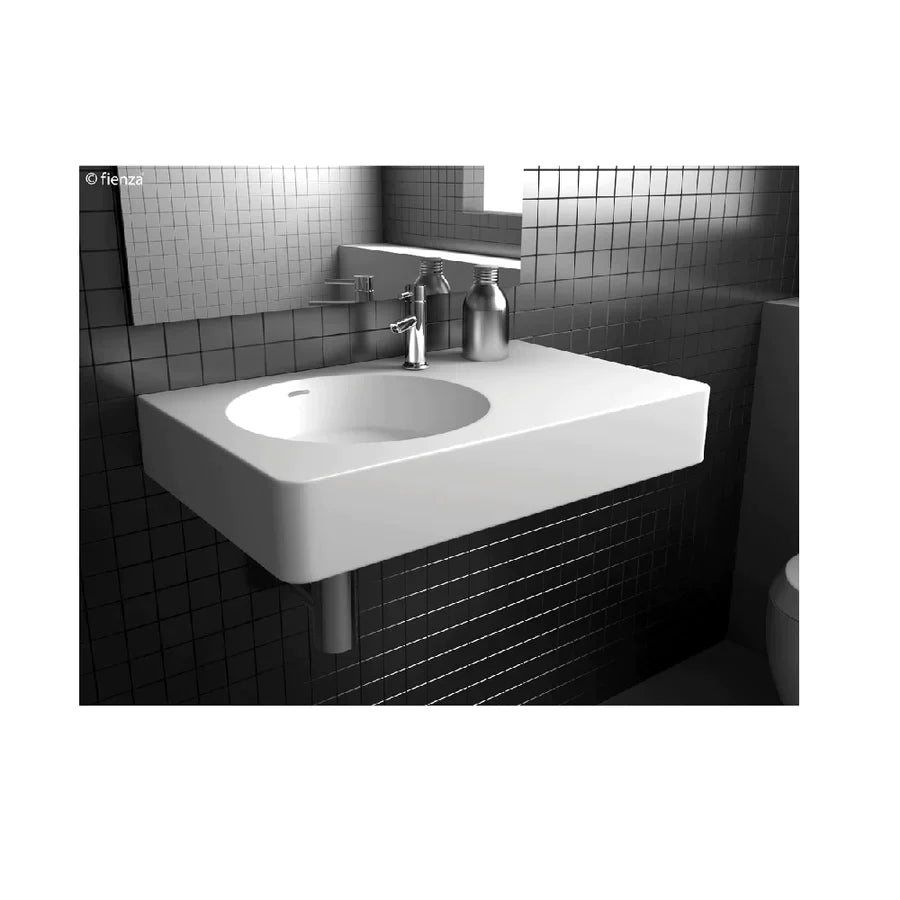 Fienza CSB11-70L Encanto 700 Cast Stone Wall Basin, One Tap Hole, Left Bowl