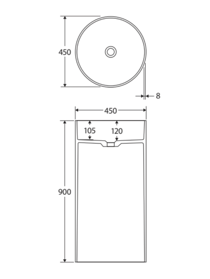 Fienza CSB801B Minka Solid Surface Freestanding Basin, Matte Black