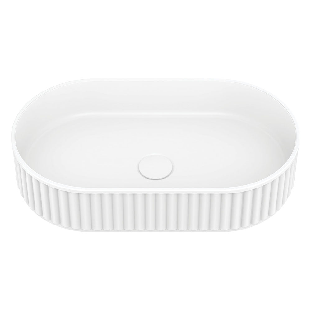 Fienza CSB804 Minka Pill Solid Surface Above Counter Basin, Matte White
