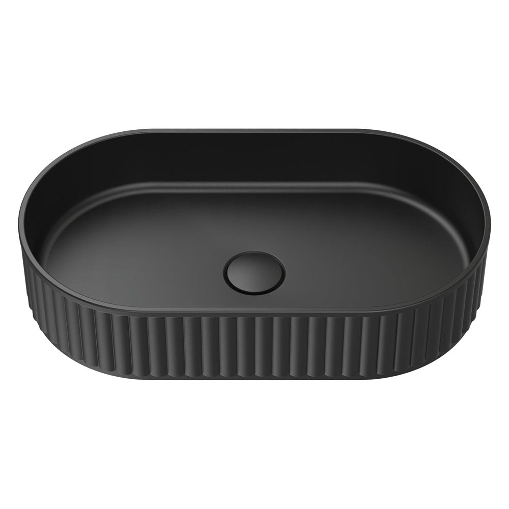Fienza CSB804B Minka Pill Solid Surface Above Counter Basin, Matte Black