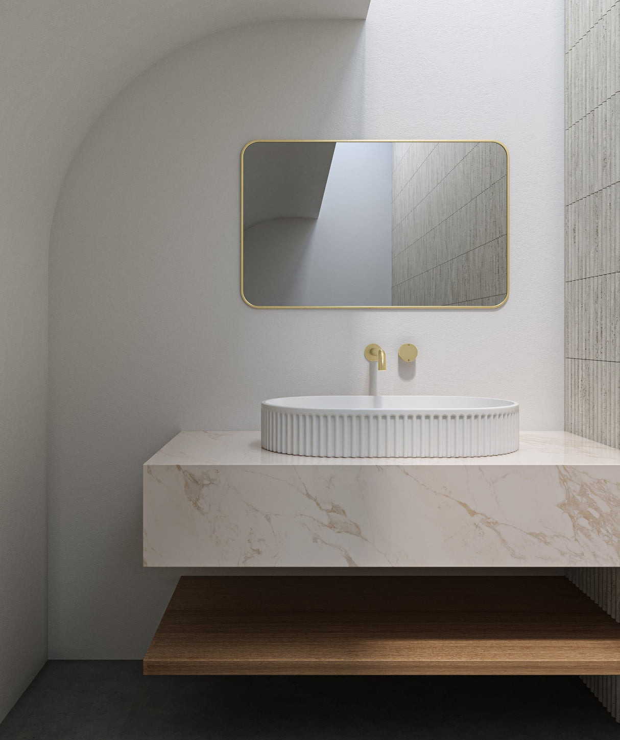 Seima 192618 Cleo 500 Fluted Oval Above Counter Basin, 500x315mm, Gloss White