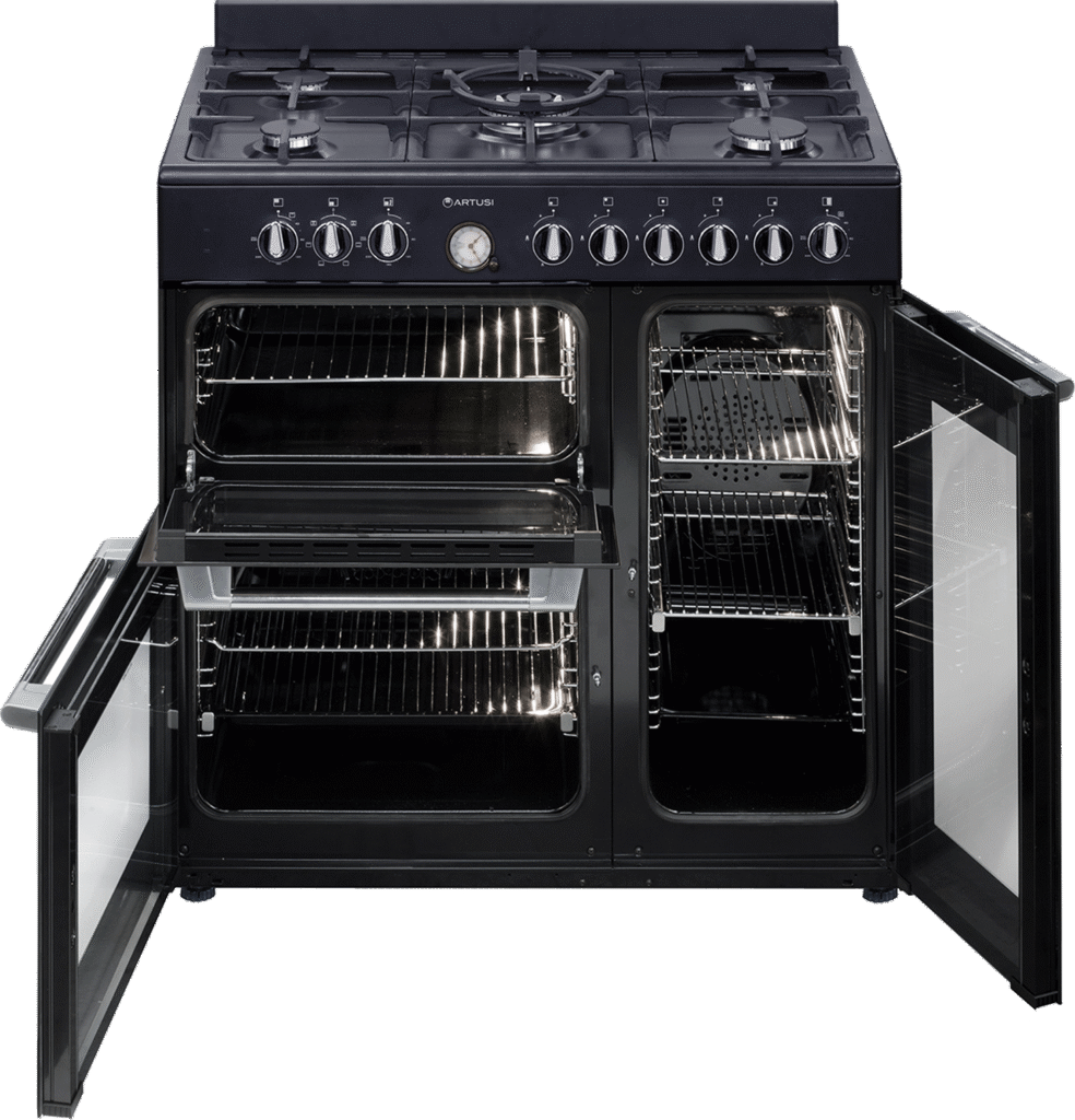 Artusi AFGR935B Freestanding Cooker 90cm with Gas Hob, Black