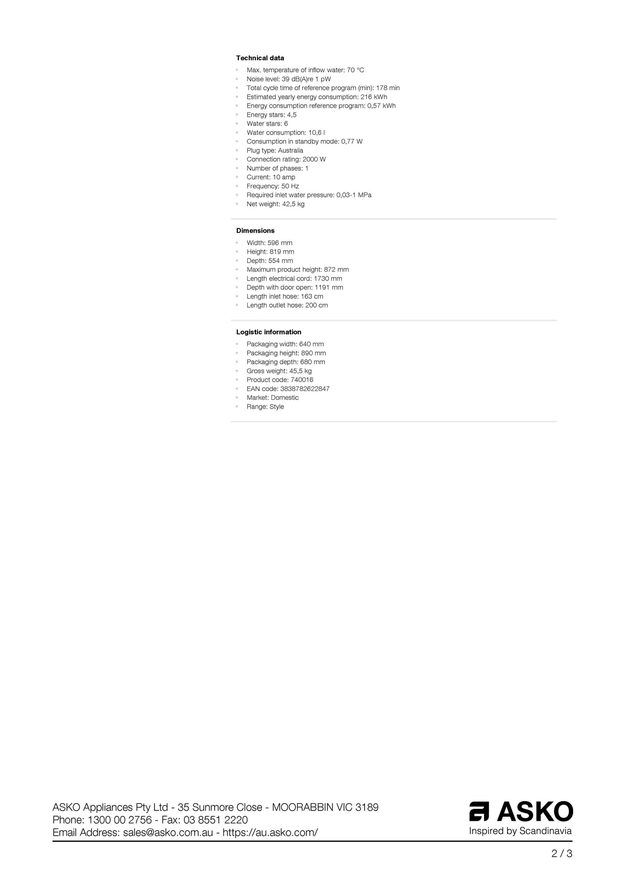 ASKO DBI766IQSAU 60cm Style Built-In Dishwasher Stainless Steel - ASKO Factory Seconds