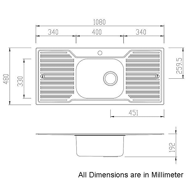 Oliveri Dz133 Diaz Single Bowl Double Drainer Topmount Sink Top Mounted Kitchen Sinks