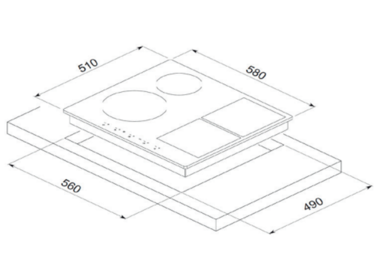 Euro Appliances E60Idb Italian Made 60Cm Flexi Zone Induction Cooktop