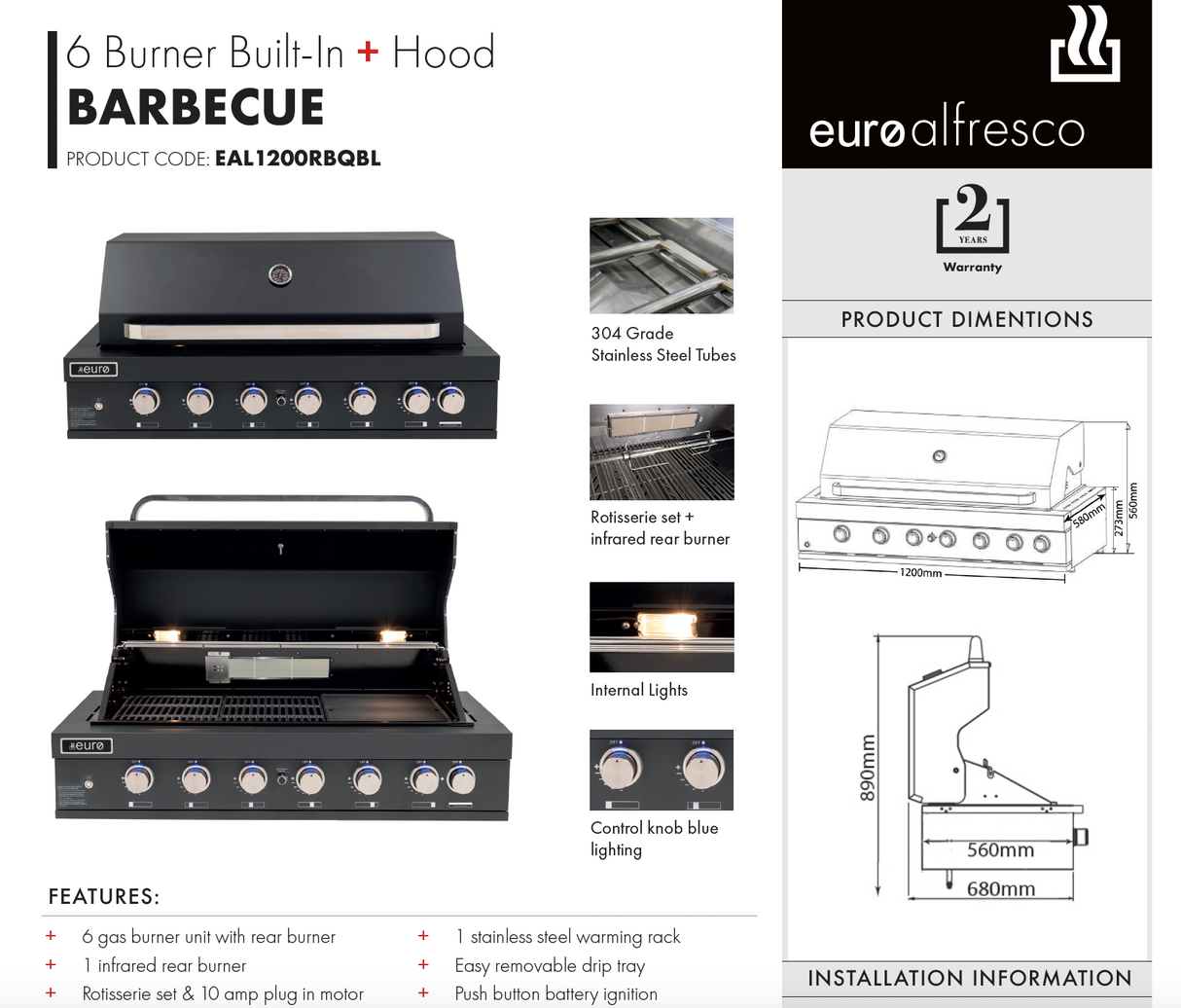 Euro Appliances EA06 Alfresco Cooking Package - Special Order