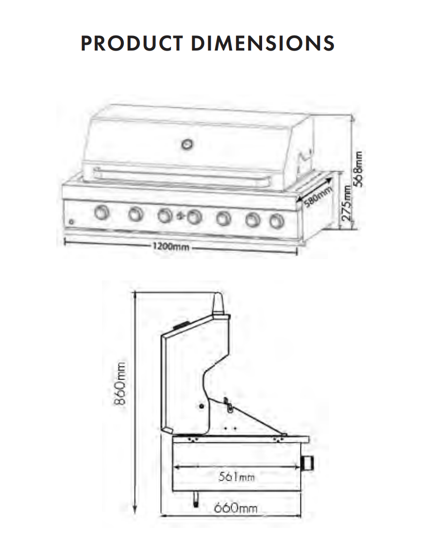 Euro Appliances Eal1200Rbqh 304 Stainless Steel 6 Burner Built-In Bbq Built In