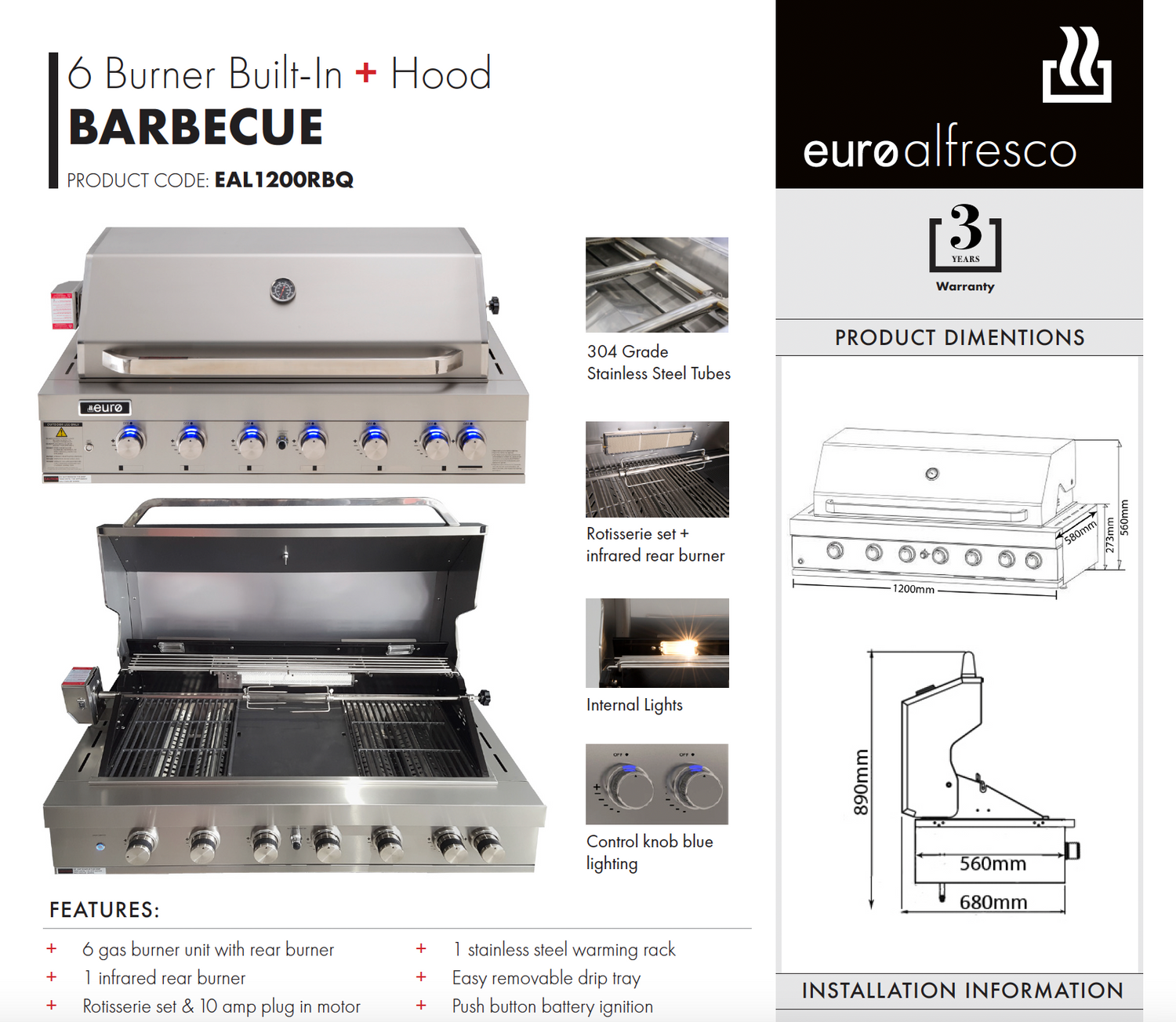 Euro Appliances EA05 Alfresco Cooking Package - Special Order