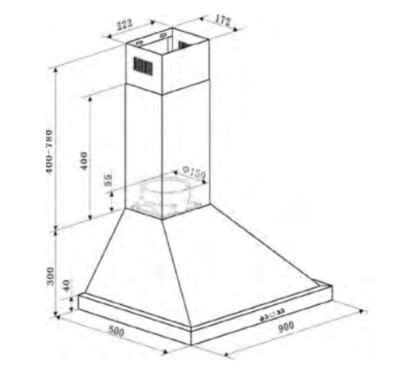 Euro Appliances EBB900SS3R 90cm Stainless Steel Alfresco Canopy with Remote - 1000m3/hr