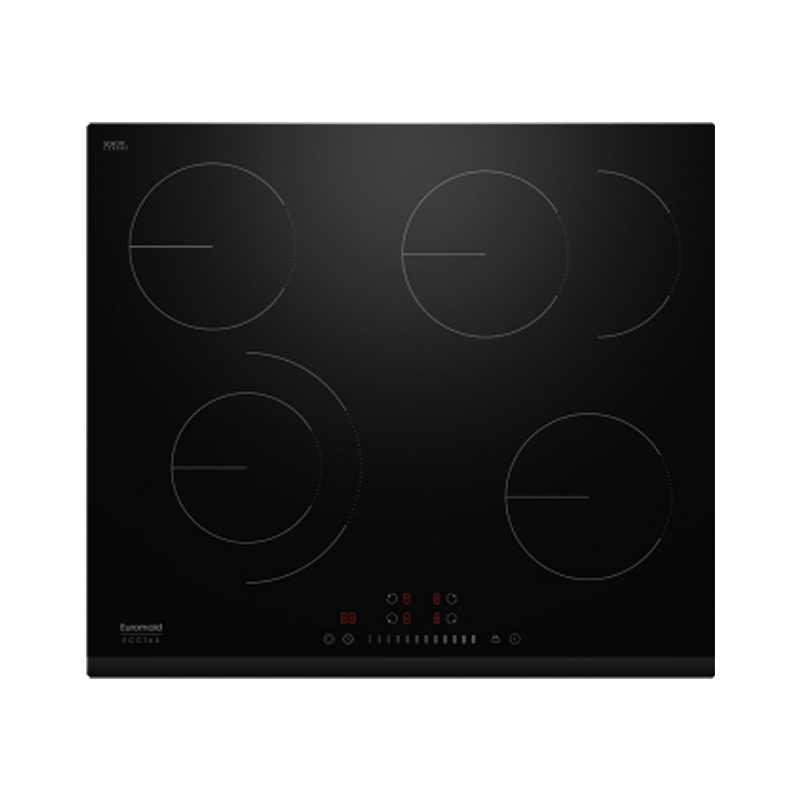 Euromaid ECCT64 60cm Ceramic Cooktop with 4 Zones and Slide Touch Control, Black - Ex Display Discount