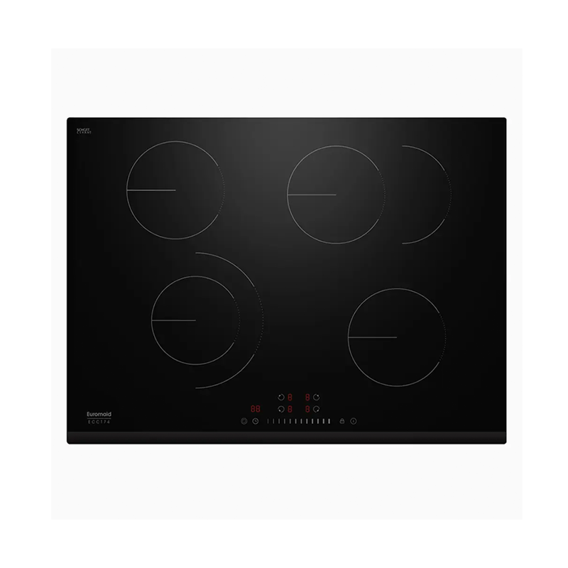 Euromaid ECCT74 70cm Ceramic Cooktop with 4 Zones and Slide Touch Controls, Black