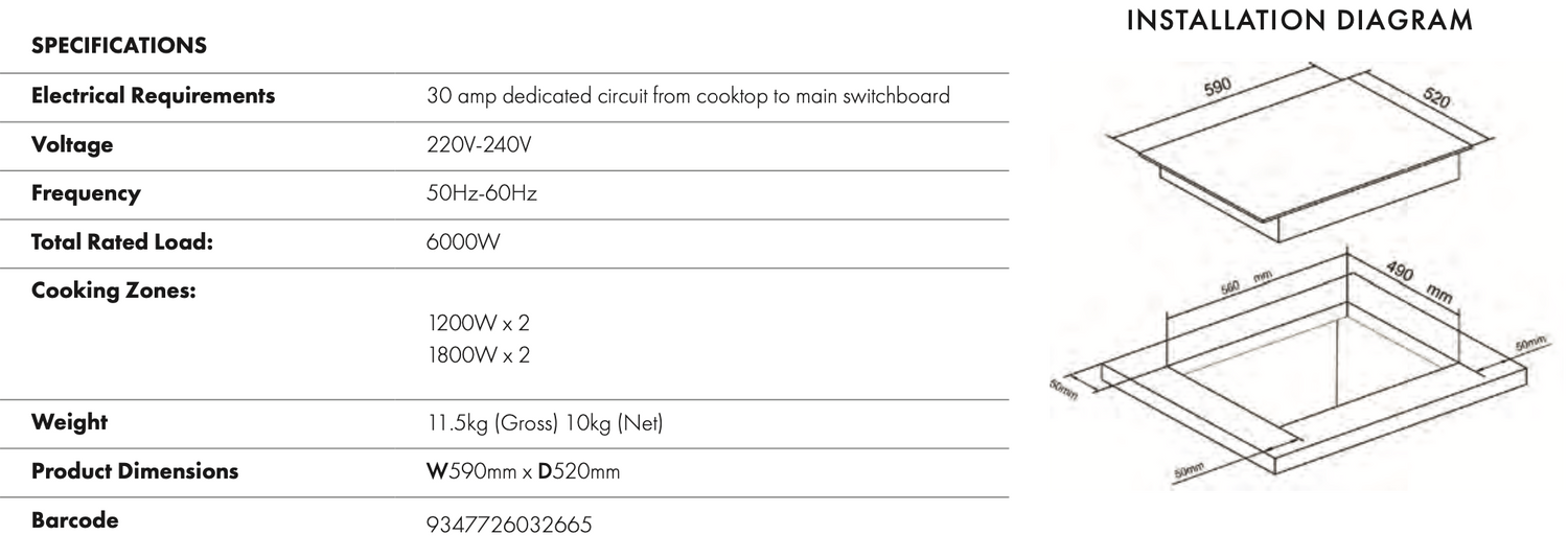 Euro Appliances EI05 60cm Induction Package