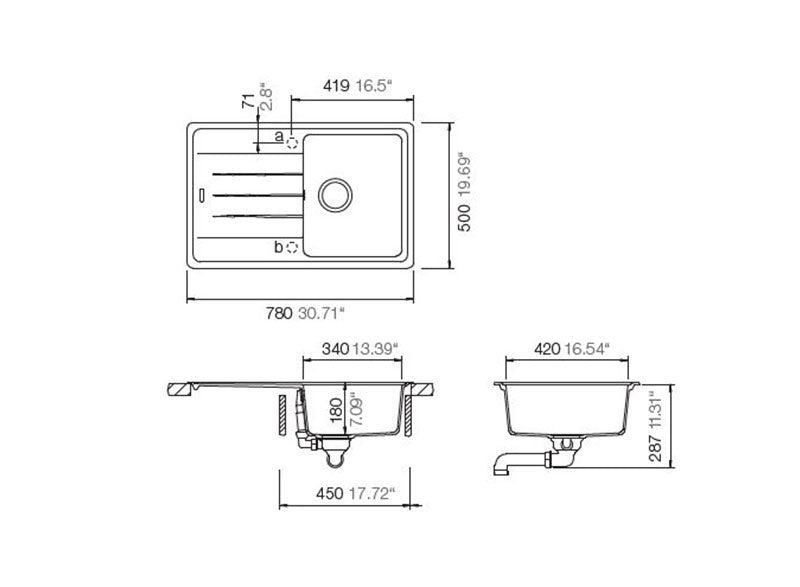 Abey ED-100SB Schock Element Single Bowl with Drainer
