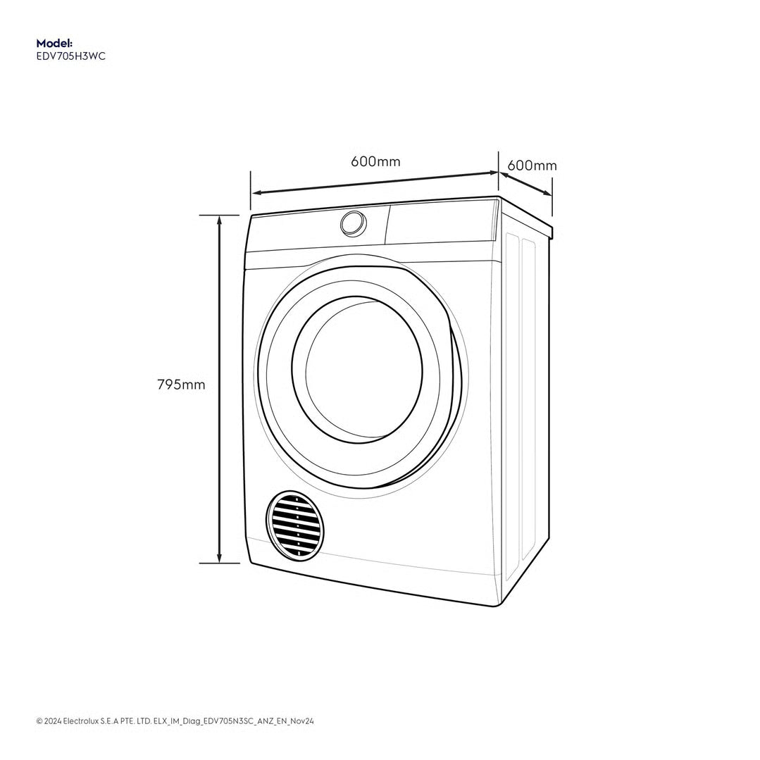 Electrolux EDV705N3SC 7kg Vented Tumble Dryer with SensorDry - Electrolux Factory Seconds