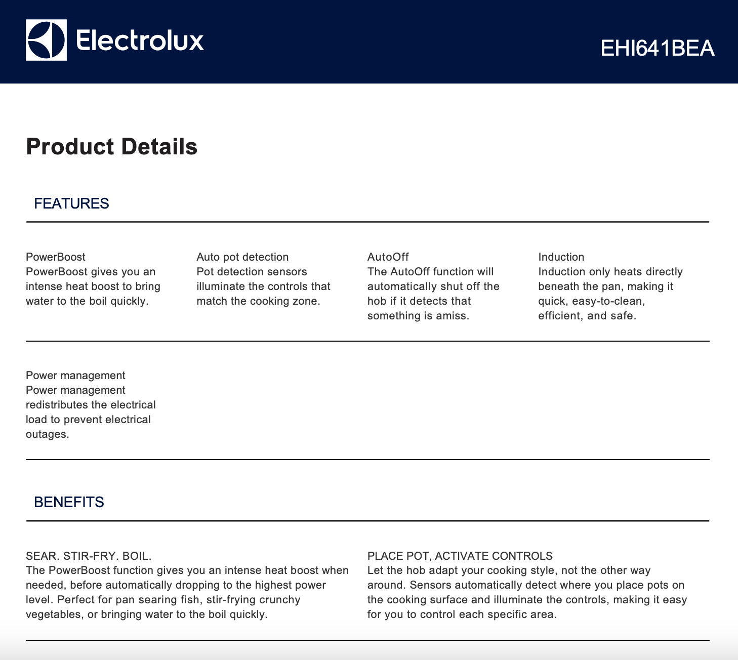 Electrolux EHI641BEA 60cm Induction Cooktop - Carton Damage Discount