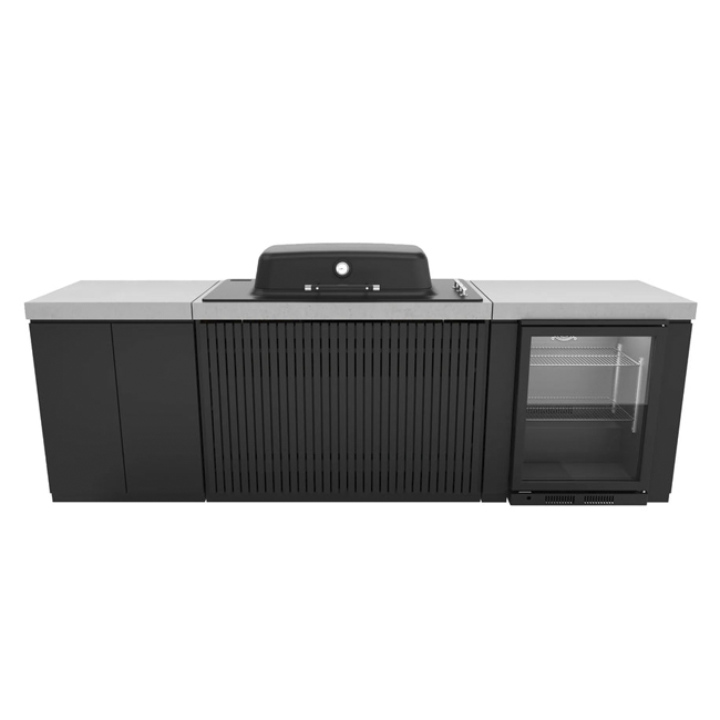 Everdure EK3B1ASBIMBP-STR Seabreeze 3 Burner BBQ Black Modular Outdoor Kitchen with Double Door Storage & Beverage Cooler