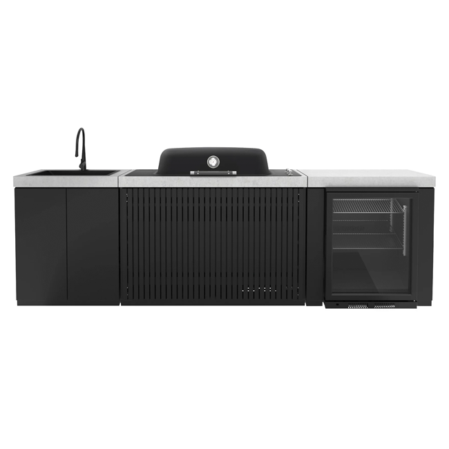 Everdure EK3B1ASBIMBP Seabreeze 3 Burner BBQ Black Modular Outdoor Kitchen with Sink & Beverage Cooler