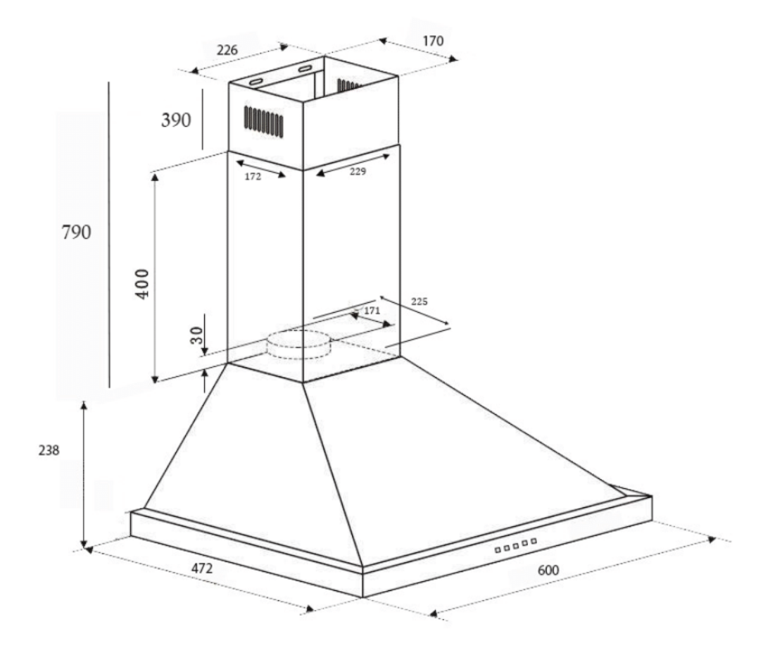 Euro EM60CSX 60cm High Power Stainless Steel Canopy Hood