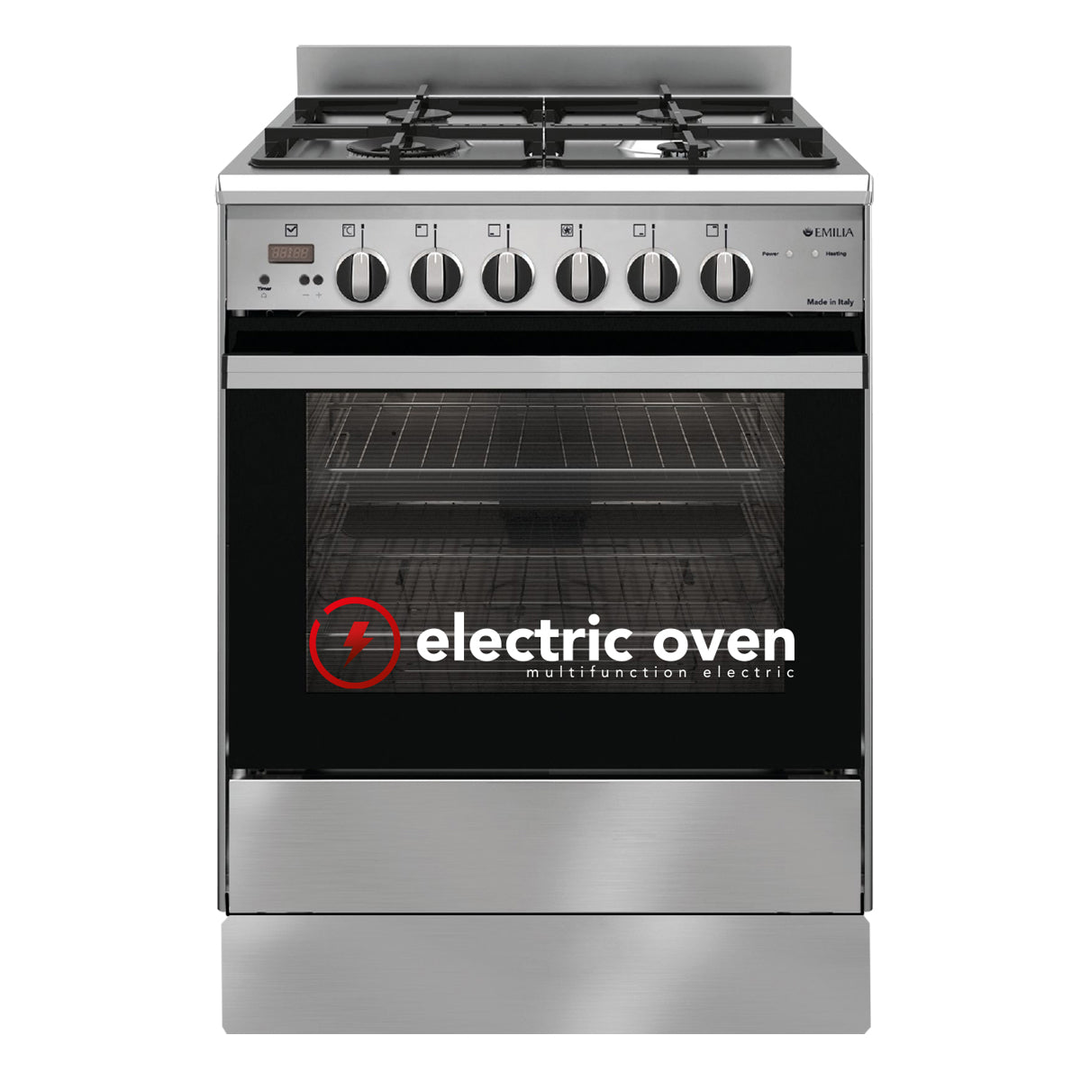 Emilia Em664Ge 60Cm Italian Made Stainless Steel Dual Fuel Stove Stoves