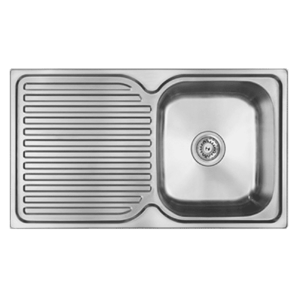 Abey Entry Sink, 840x480mm, Topmount, Right Bowl with Drainer, Stainless Steel, EN100R