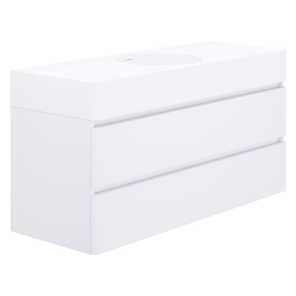 Fienza EN120WC Australian Made Encanto 1200 Centre Bowl Wall Hung Vanity, Ultra White Matt