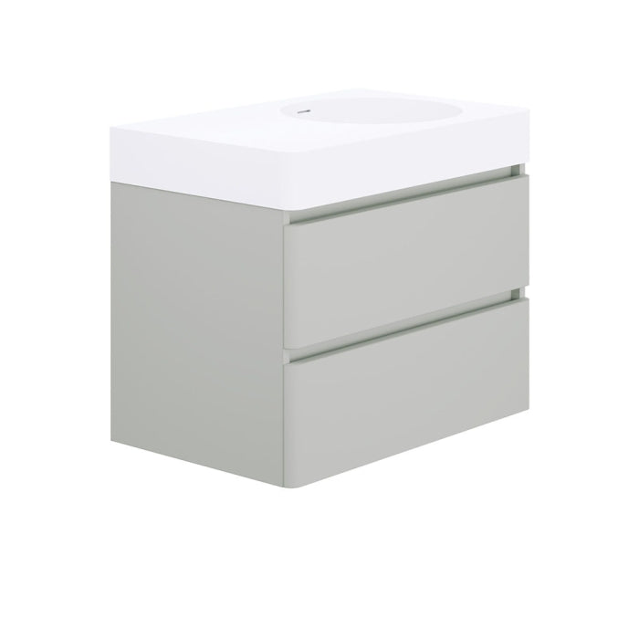 Fienza EN70WR Australian Made Encanto 700 Right Bowl Wall Hung Vanity, Stone Grey Matt