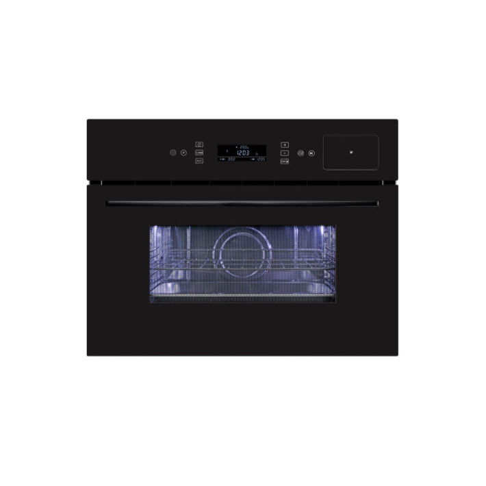 Euro Appliances EO45SMWBL2 45cm Black Glass Compact Oven, Steam, Microwave & Grill
