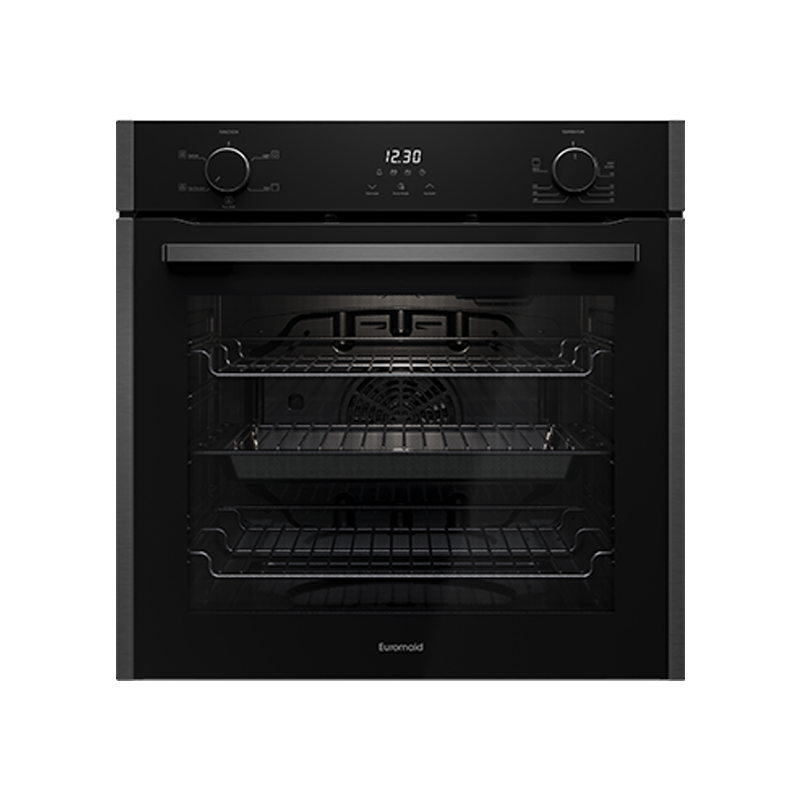 Euromaid EO605DTB 60cm 5 Function Built-in Oven, Black Glass - Ex Display Discount