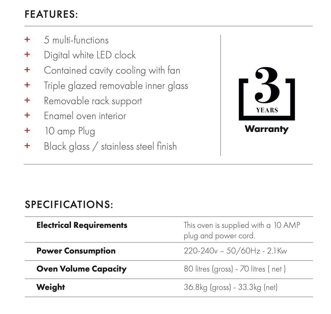 Euro Appliances Eo605Sx 60Cm Black & Stainless Steel Electric Oven Oven