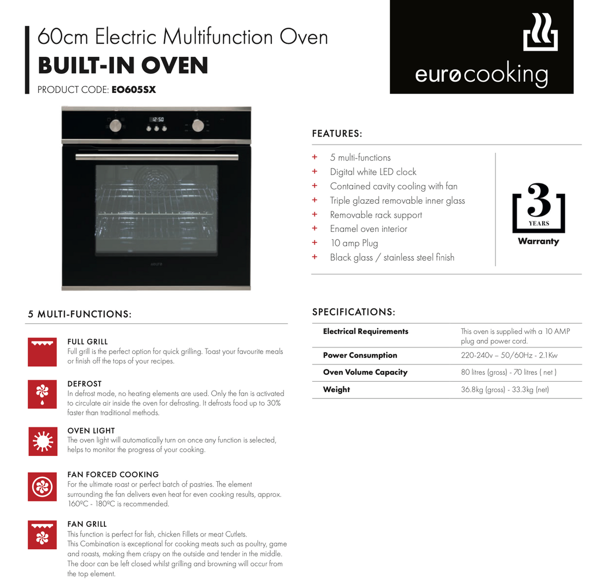 Euro Appliances EI05 60cm Induction Package