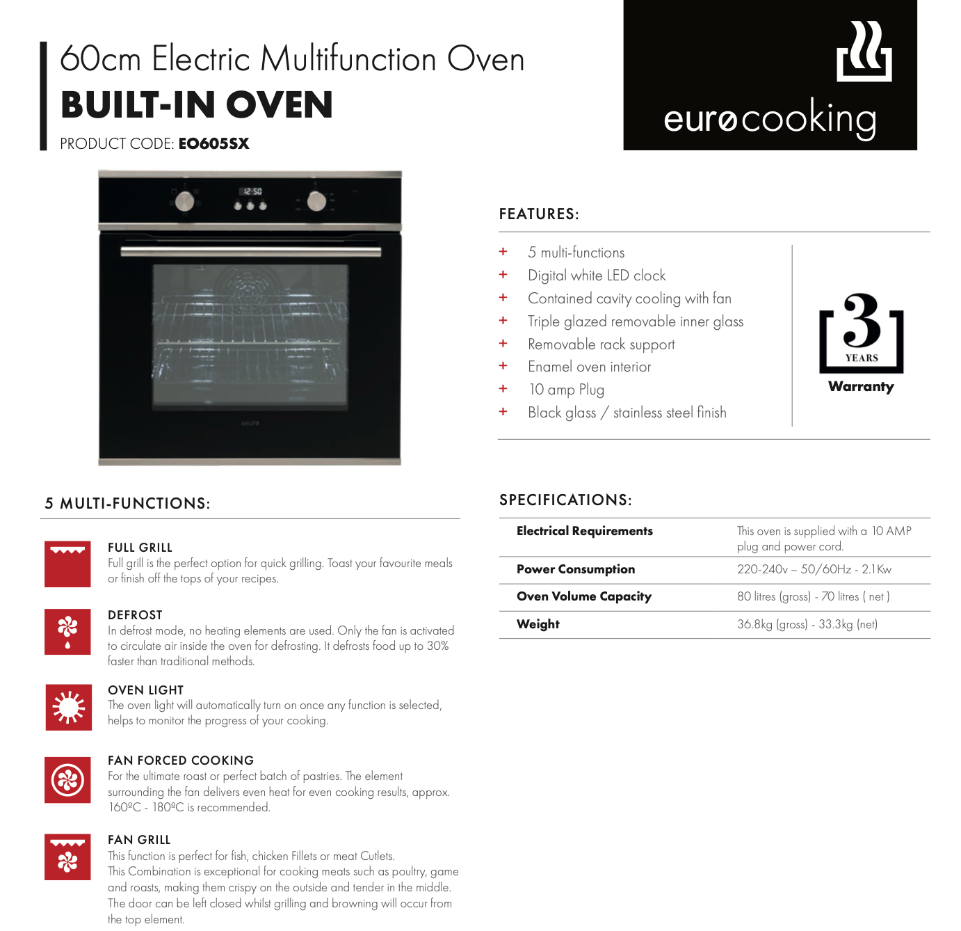 Euro Appliances EI05 60cm Induction Package