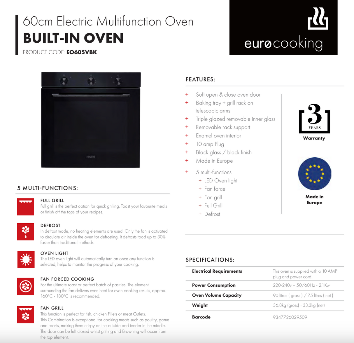 Euro Appliances 60cm Appliance Package EG05