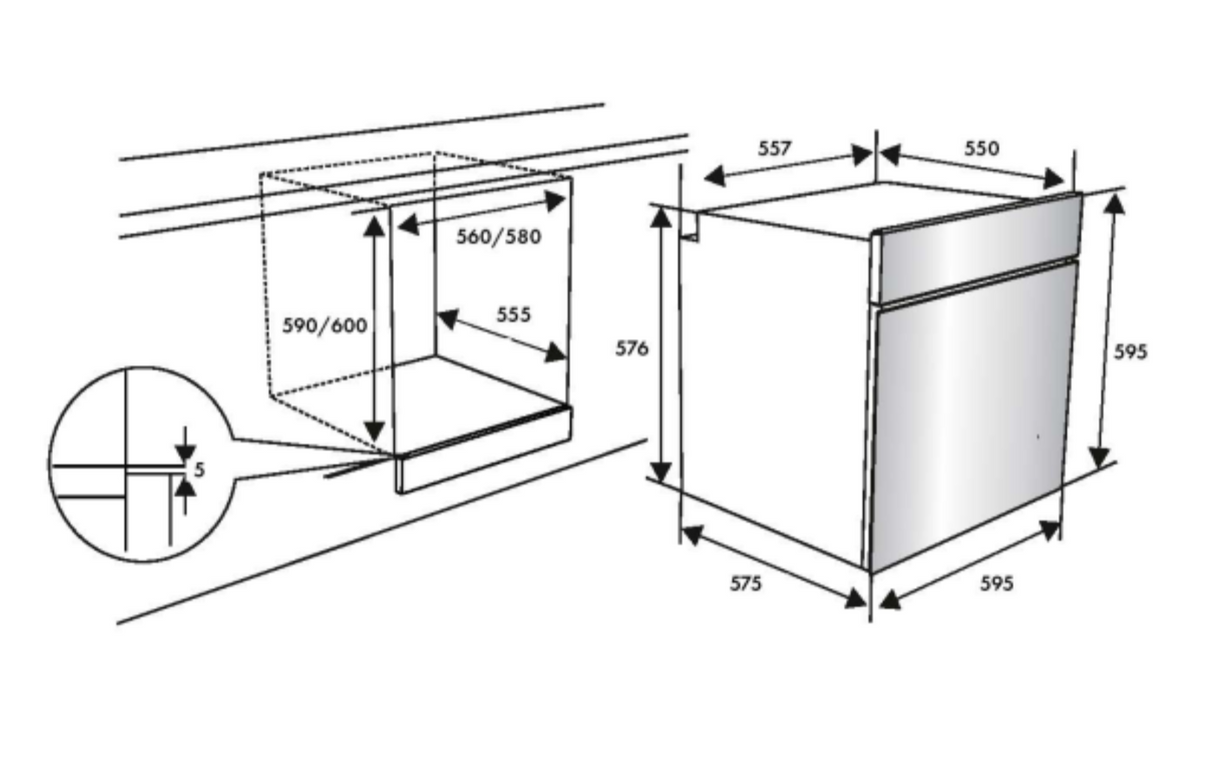 Euro Appliances EO606VPYBK 60cm Pyrolytic Electric Oven - Special Order