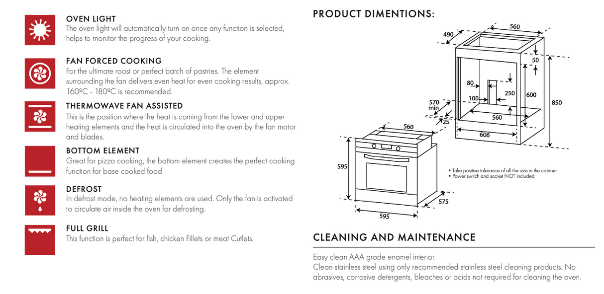 Euro Appliances EO60MPYX 60cm Pyrolytic Electric Oven - Ex Display Discount