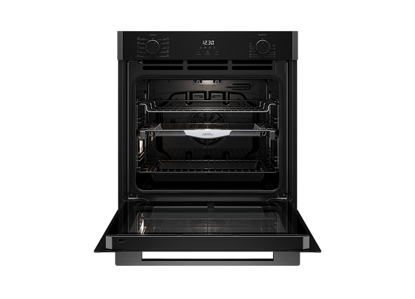 Euromaid EO610ATB 60cm 10 Function Built-in Oven with Air Fry, Black Glass - Ex Display Discount