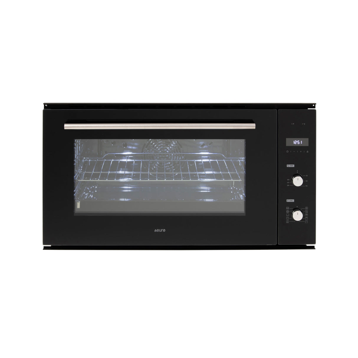 Euro Appliances Eo900Lsx 90Cm Black Glass Electric Multi-Function Oven Large