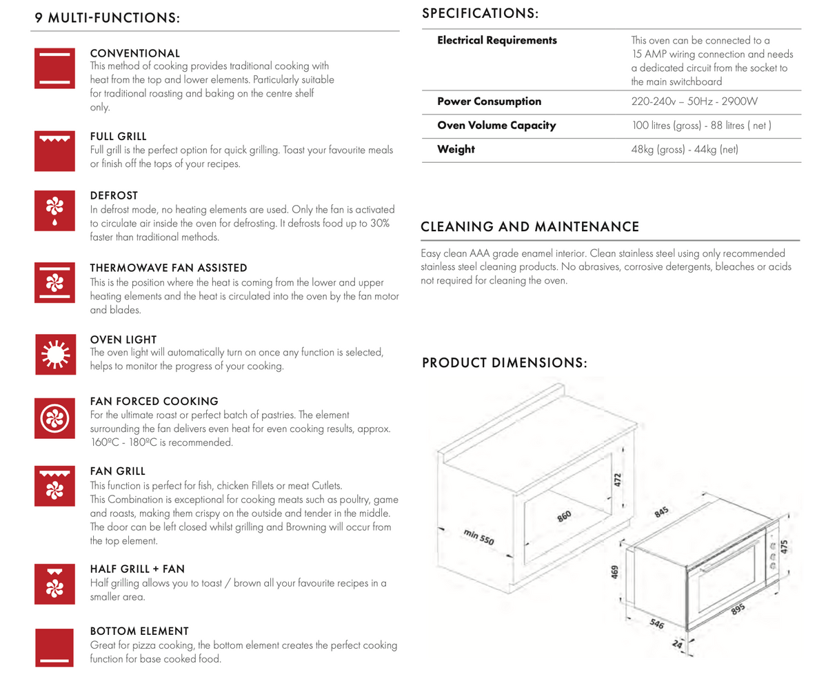 Euro Appliances EO900MX2 90cm Electric Multi-Function Oven