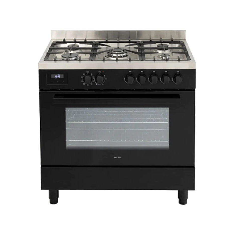 Euro Appliances EO90FSDPBL 90cm Freestanding Dual Fuel Black Finish Stove - Special Order