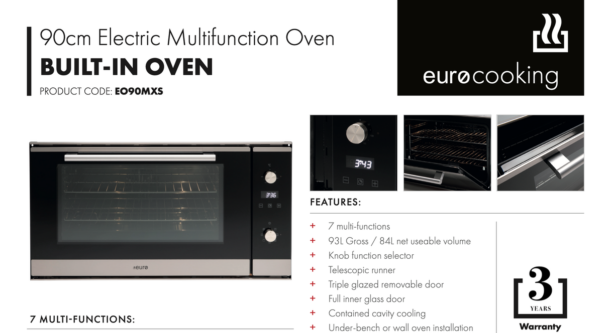 Euro Appliances EO90MXS Italian 90cm Electric Multi-Function Oven
