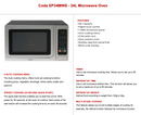 Euro Appliances 1100W EP34MWS 34L Microwave Oven