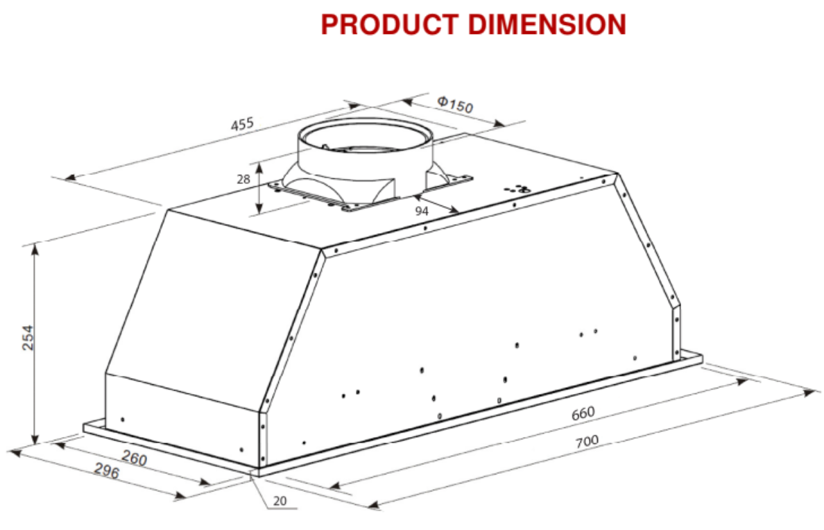 Euro Appliances Ep70Ums 700Mm Undermount Stainless Steel Rangehood Rangehoods