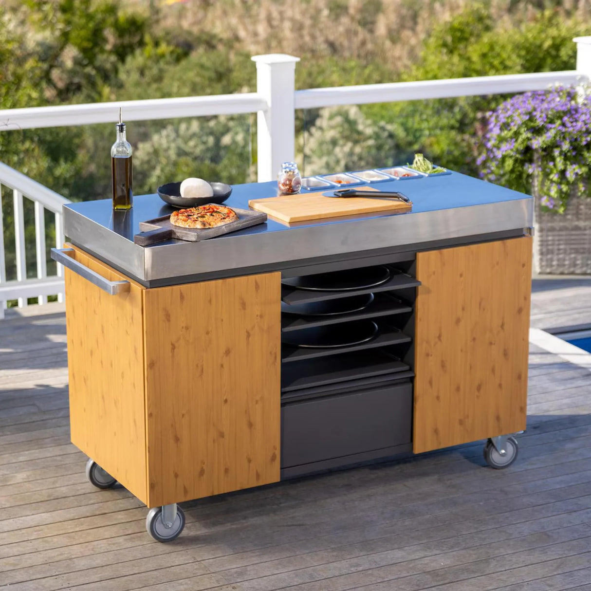 Everdure Pizza Oven Preparation Table - Timber Look